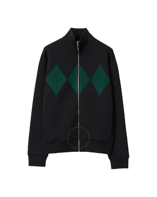 Burberry Black Argyle Jacquard-Knit Track Jacket for men