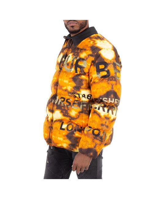 Burberry Orange Leather Collar Camouflage Print Puffer Jacket for men