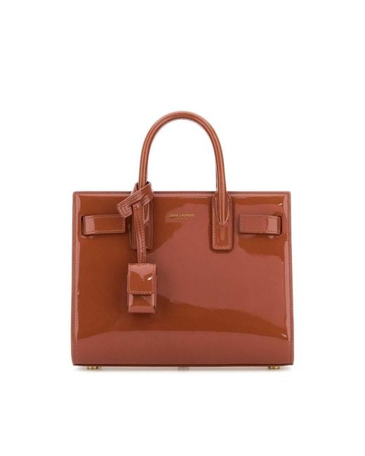 Saint Laurent Brown Brick Leather Nano Sac De Jour Handbag