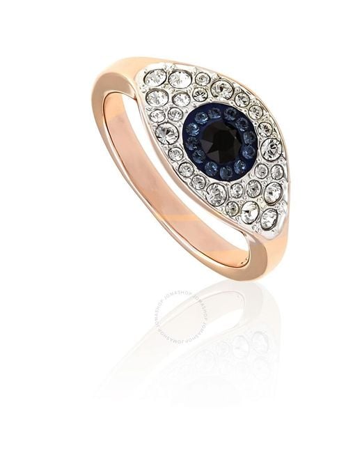 Swarovski Blue Symbolic Evil Eye Ring, Rose- Tone Plated