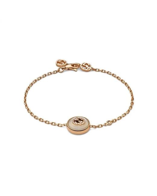 Gucci Metallic Interlocking 18Ct Rose Mother Of Pearl Bracelet