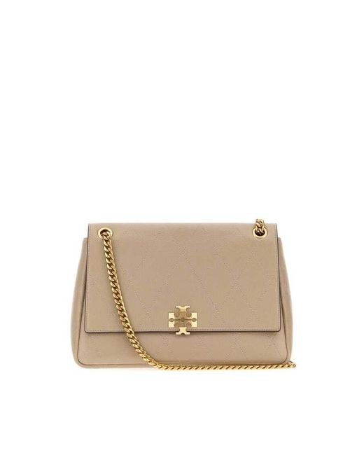 Tory Burch Natural Dove Leather Charlie Shoulder Bag Borse A Mano