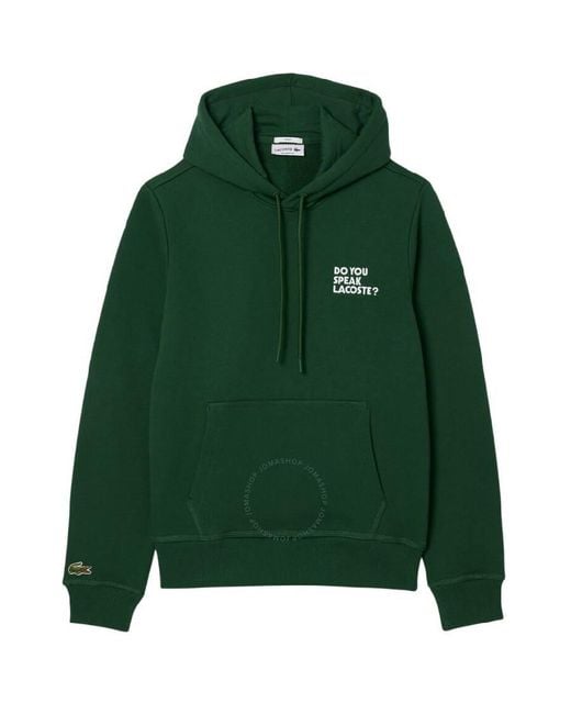 Lacoste Green Relaxed Fit Slogan Hoodie for men