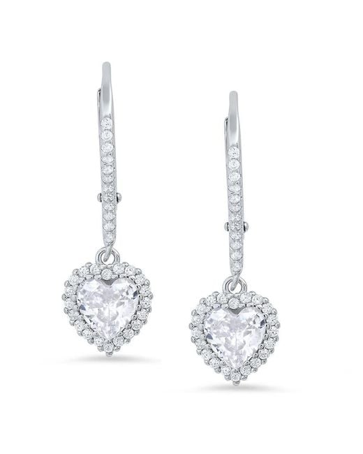Kylie Harper White Sterling Heart-Cut Cz Birthstone Halo Leverback Earrings