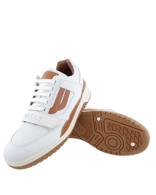 Bally White Karl Low-Top Leather Sneakers for men
