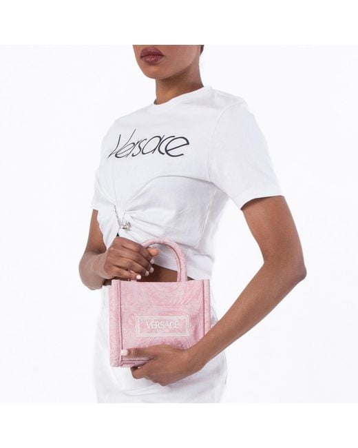 Versace Pink Barocco Athena Extra Small Tote Bag