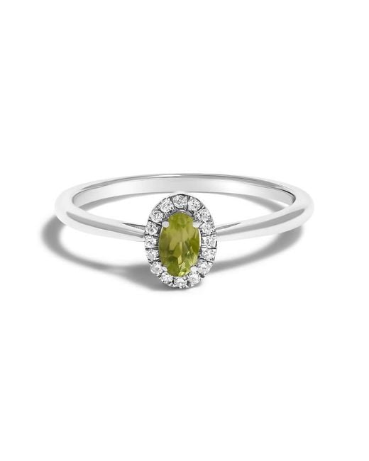 Haus of Brilliance Green 10K 5X3Mm Oval Peridot And Diamond Accent Halo Ring (I-J Color, I1-I2 Clarity)