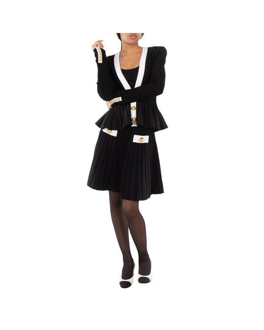 Balmain Black Button-Detailed Curved Hem Jacket, Brand Size 34 (Us