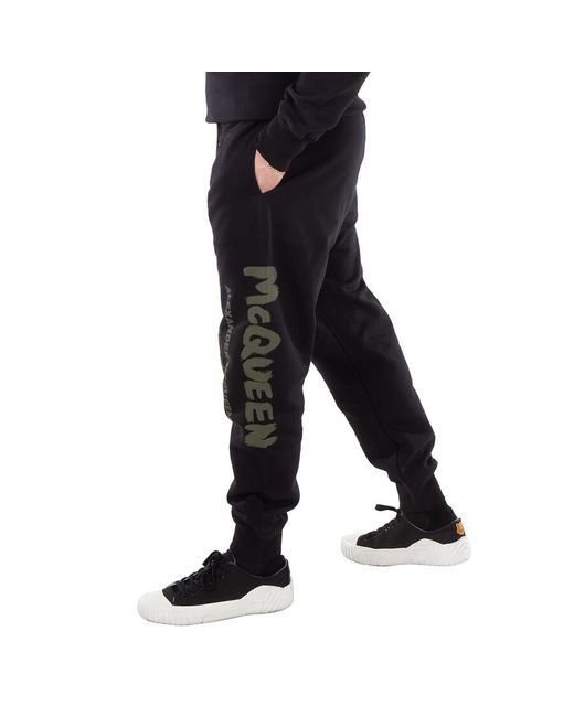 Alexander McQueen Black Graffiti Cotton Joggers for men