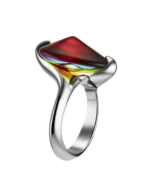 Baccarat Multicolor 'Fleur De Psydlic' Crystal Ring Size 5.5 2610664