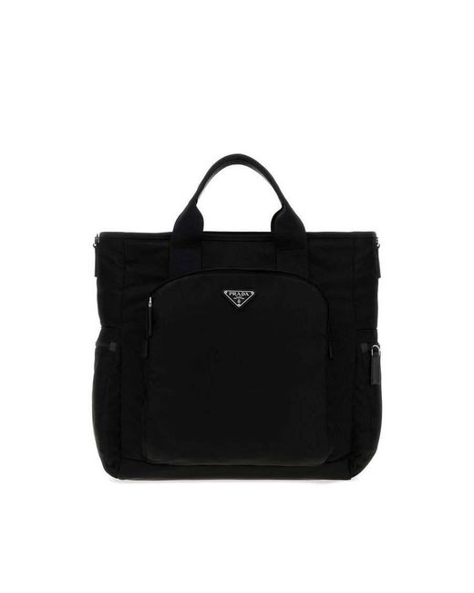 Prada Black Fabric Shopping Bag Nero Borse A Mano for men