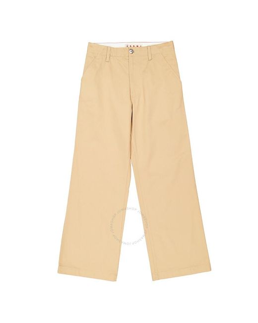 Marni Natural Wide-Leg Cotton Gabardine Trousers, Brand Size 50 Us for men