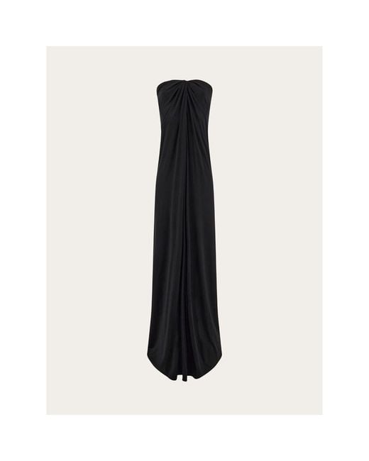 Ferragamo Black Draped Strapless Dress, Brand Size 44 (Us