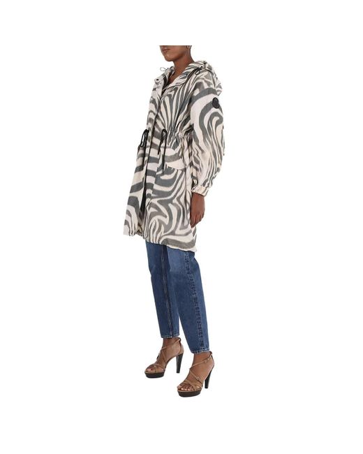 Moncler Gray Zebra-print Achird Long Parka Coat