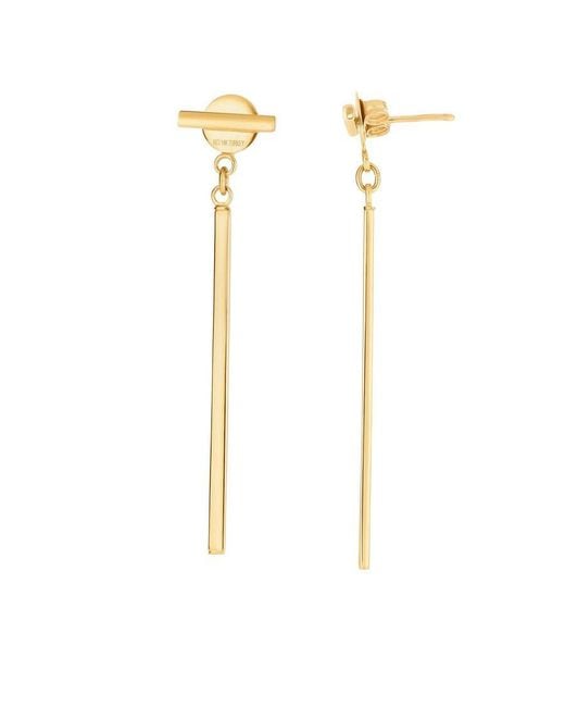 Kylie Harper Metallic Ladies 14K Dangling Bar Stud Earrings