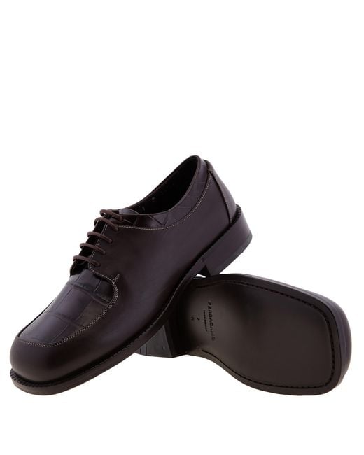 Ferragamo Brown Dinamic Leather Lace-Up Derby Shoes for men