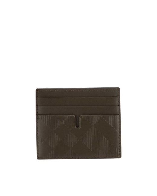 Burberry Brown Check Pattern Leather Card Case for men