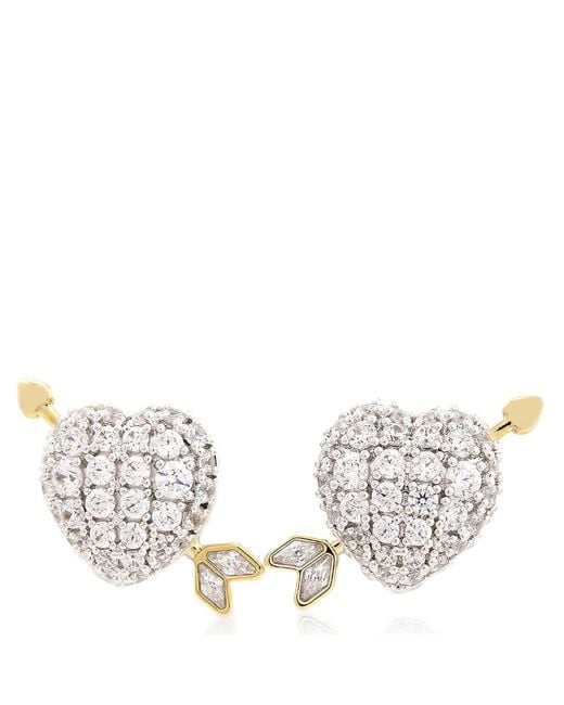 Swarovski Metallic Idyllia Mixed Cuts Heart With Arrow Stud Earrings
