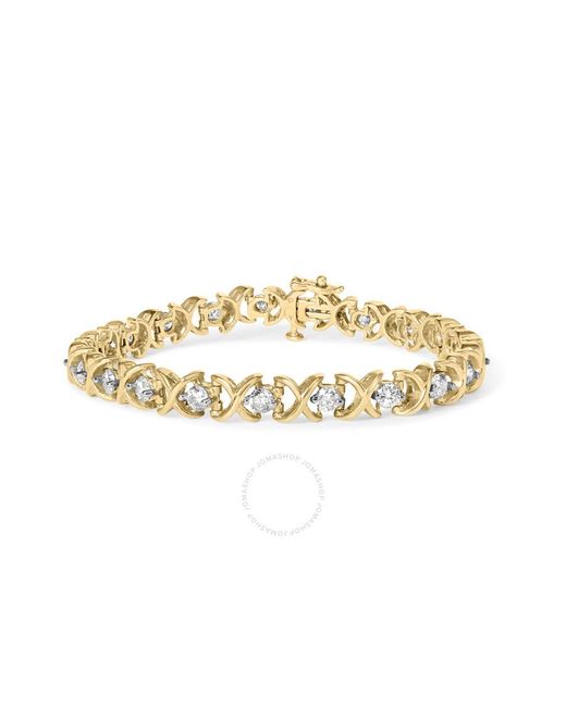 Haus of Brilliance Metallic 14k Gold 5.00 Cttw Round-cut Diamond X-link 7.5" Bracelet