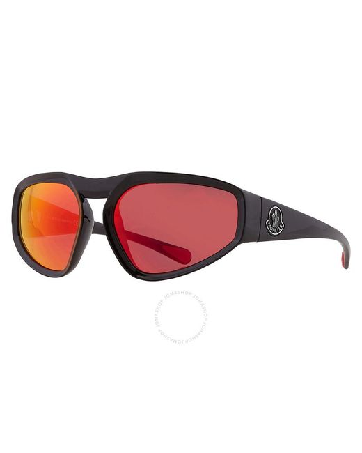 Moncler Pentagra Red Mirrored Wrap Sunglasses Ml0248 01u 62 for men