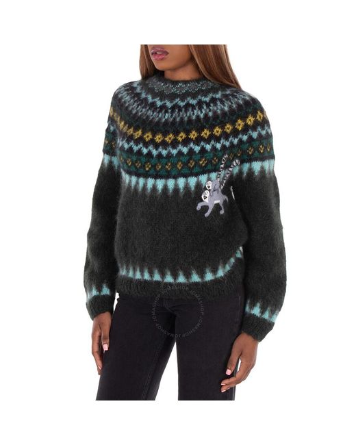 Loewe Green Lemur Patch Round Neck Sweater