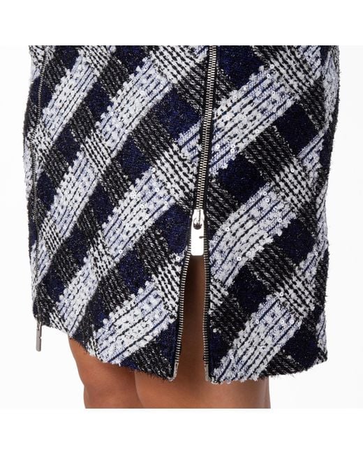 Burberry Black Classic Check Tweed Straight Hem Skirt, Brand Size 10 (Us