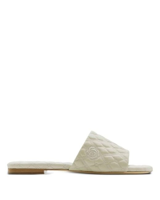 Burberry Natural Logo Embossed Quilted Leather Sandals, Brand Size 36 (Us