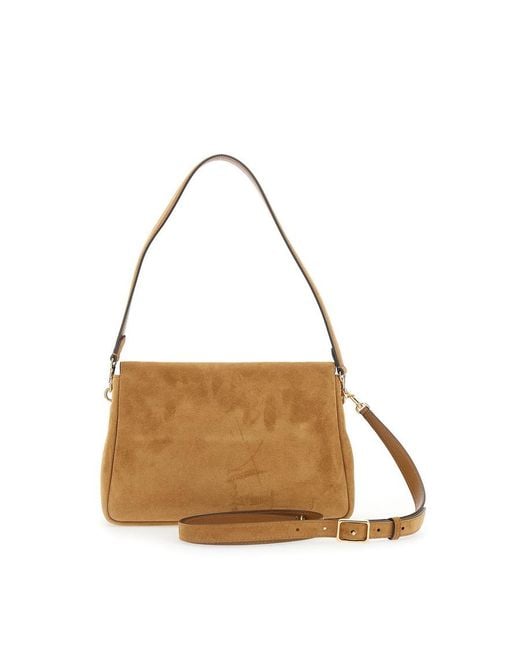 Tory Burch Brown Charlie Medium Suede Shoulder Bag