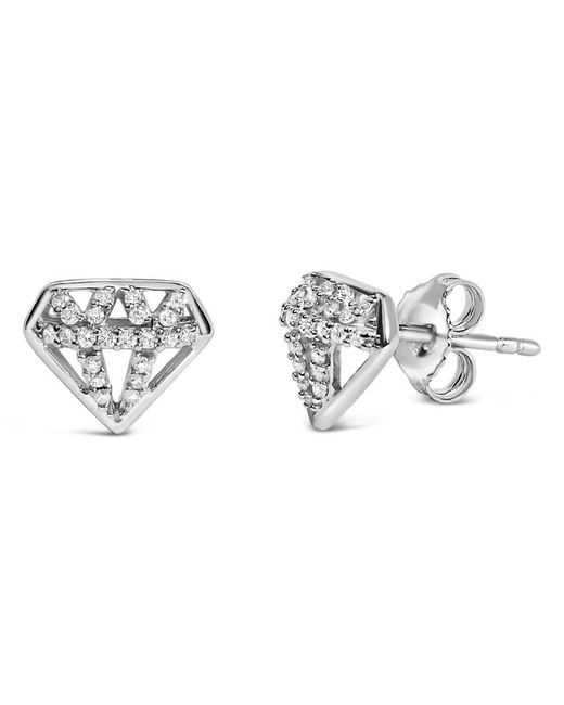Haus of Brilliance Metallic Sterling 1/6 Cttw Diamond Motif Stud Earrings for men