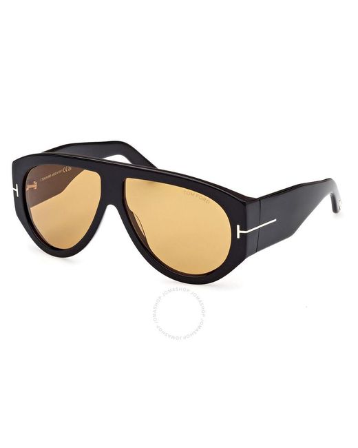Tom Ford Blue Bronson Brown Pilot Sunglasses Ft1044 01e 60 for men