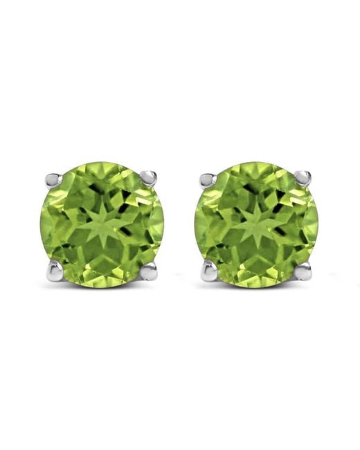 Haus of Brilliance Green 14K 5X5Mm Round Peridot Solitaire Stud Earrings