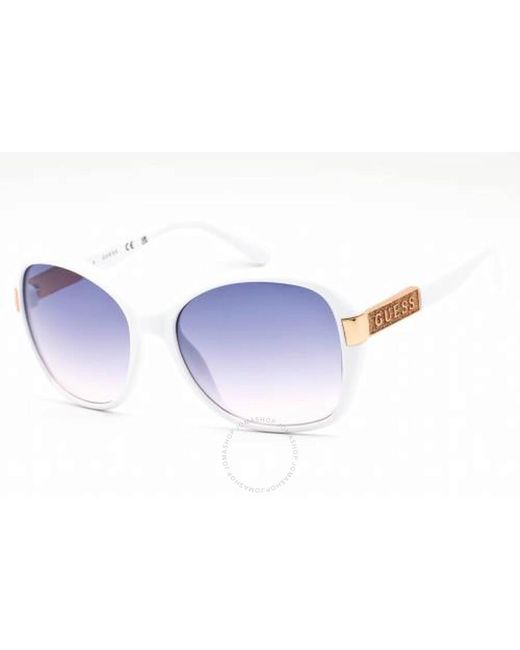Guess Factory Blue Gradient Bordeaux Butterfly Sunglasses Gf0371 21t 57