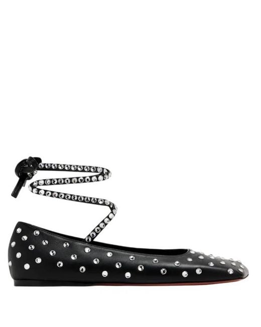 AMINA MUADDI Black Ane Crystal Embellished Ballerina Flats