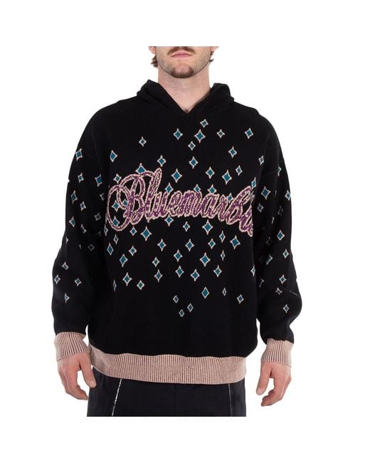 Bluemarble Black Rhinestone-Embellished Jacquard Jumper for men