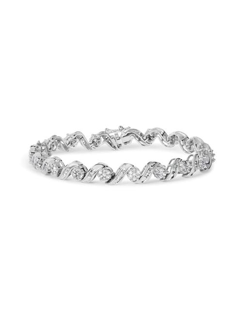 Haus of Brilliance Metallic 14K 2.00 Cttw Diamond Cluster And Spiral Link Bracelet (I-J Color, I1-I2 Clarity)