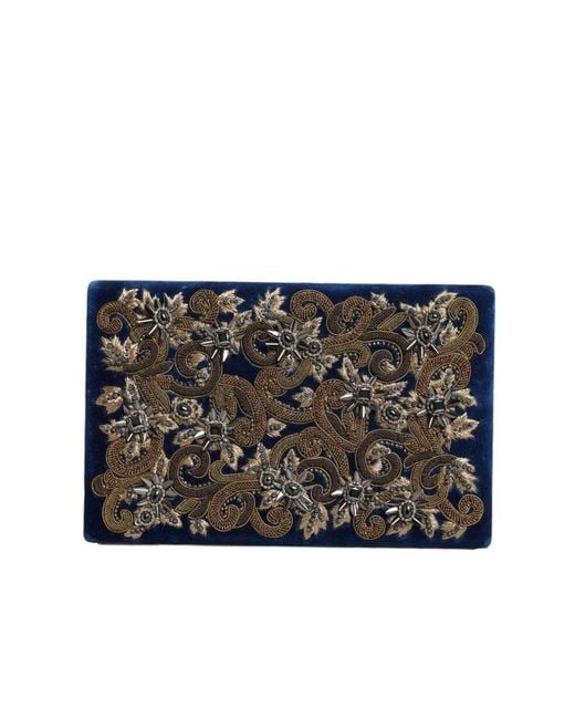 Dolce & Gabbana Black Velvet Frame Clutch Evening Party Purse Bag Cotton