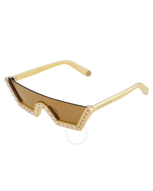 Philipp Plein Metallic Mirrir Irregular Sunglasses Spp031s Gldg 99