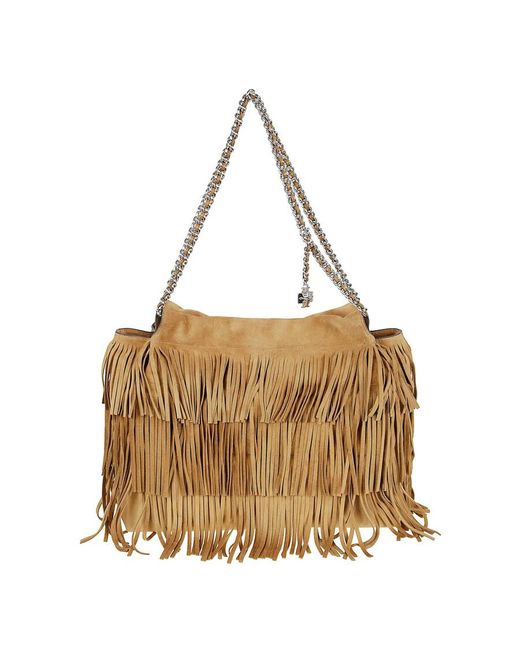 Tory Burch Brown Fleming Suede Fringe Hobo