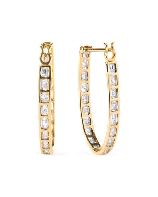 Haus of Brilliance Metallic 10K 1.00 Cttw Round And Baguette-Cut Diamond U-Hoop Earrings (H-I Color, Si2-I1 Clarity)