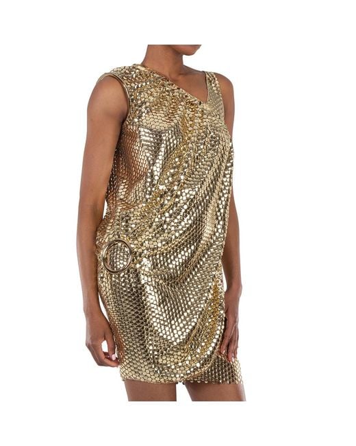 Burberry Asymmetric Mesh Dress With Metallic Paillette Embellishments, Brand Size 4 (Us