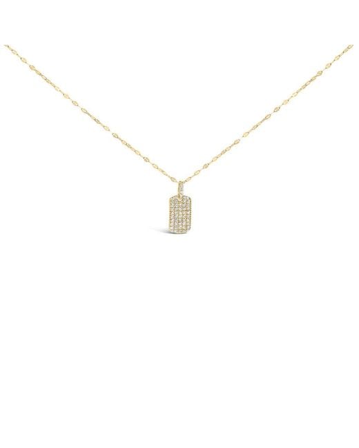 Haus of Brilliance Metallic 18K Plated.925 Sterling 1/3 Cttw Diamond Studded Dog Tag 18" Pendant Necklace