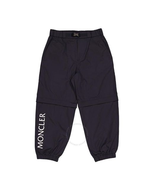 Moncler Blue Kids Dark Layered-effect Logo Sportivo Trousers