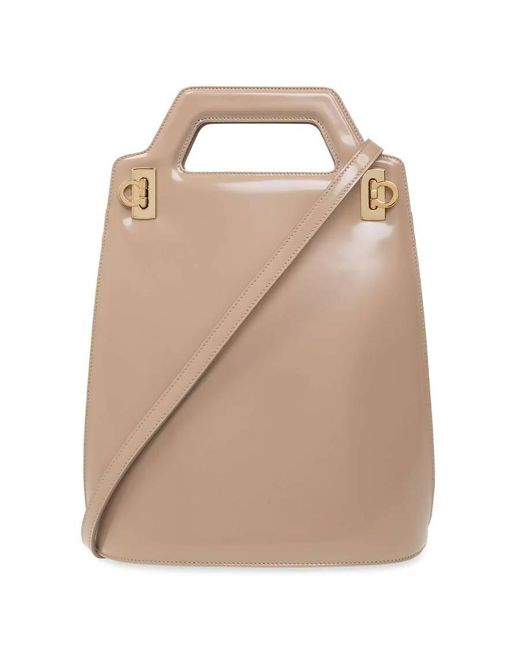 Ferragamo Natural Wanda North-South Top Handle Bag