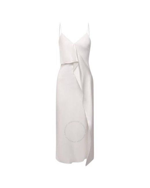 Burberry White Natural Silk Ruffle-detail Sloane Slip Dress