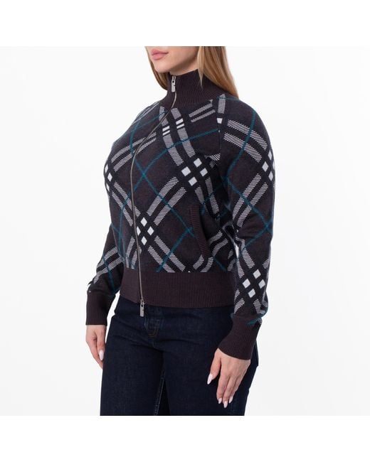 Burberry Black Check Wool Blend Track Jacket
