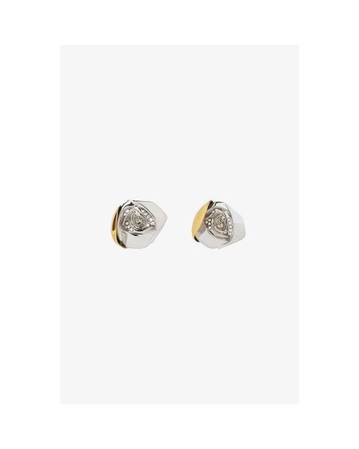Givenchy White Flower Golden Silvery Crystal Earrings_Golden/Silvery