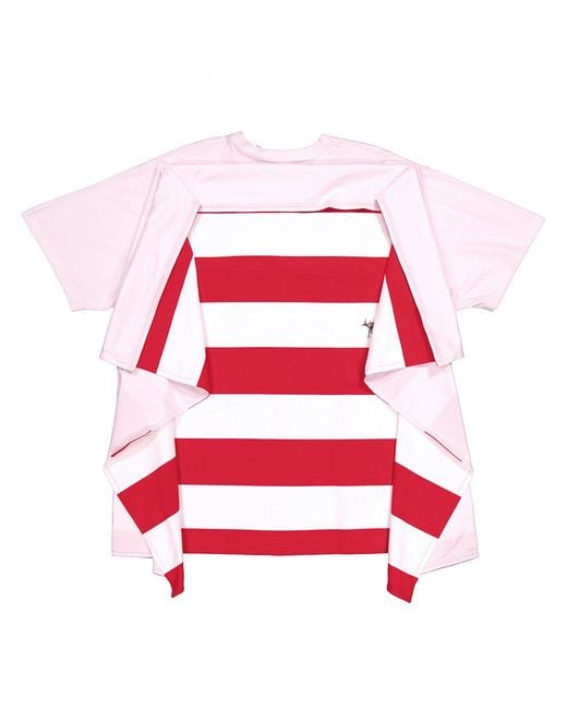 Burberry Pink Pale Striped Cape Detail Cotton Oversized T-Shirt, Size Xx-Small (Youth for men