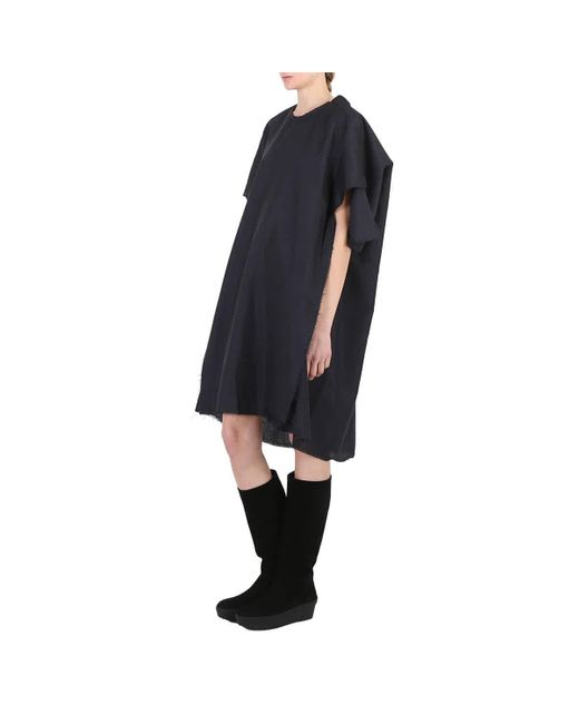 Maison Margiela Black Mohair Wool Raw-cut Oversize Dress