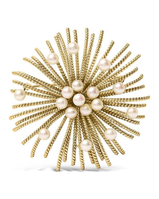 Haus of Brilliance Metallic 18K Cultured Freshwater Pearl Starburst Brooch Pin