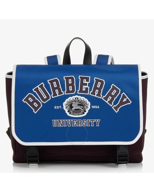 Burberry Blue Logo Print Varsity Messenger Backpack